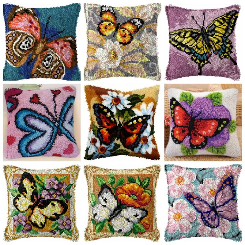 Butterfly Latch Hook Pillow 1