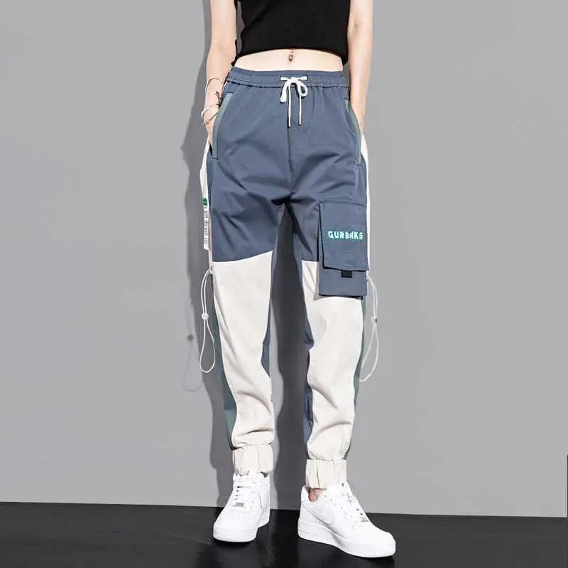 New Women Pants Big Pockets Cargo Pants Women High Waist Trouser Female