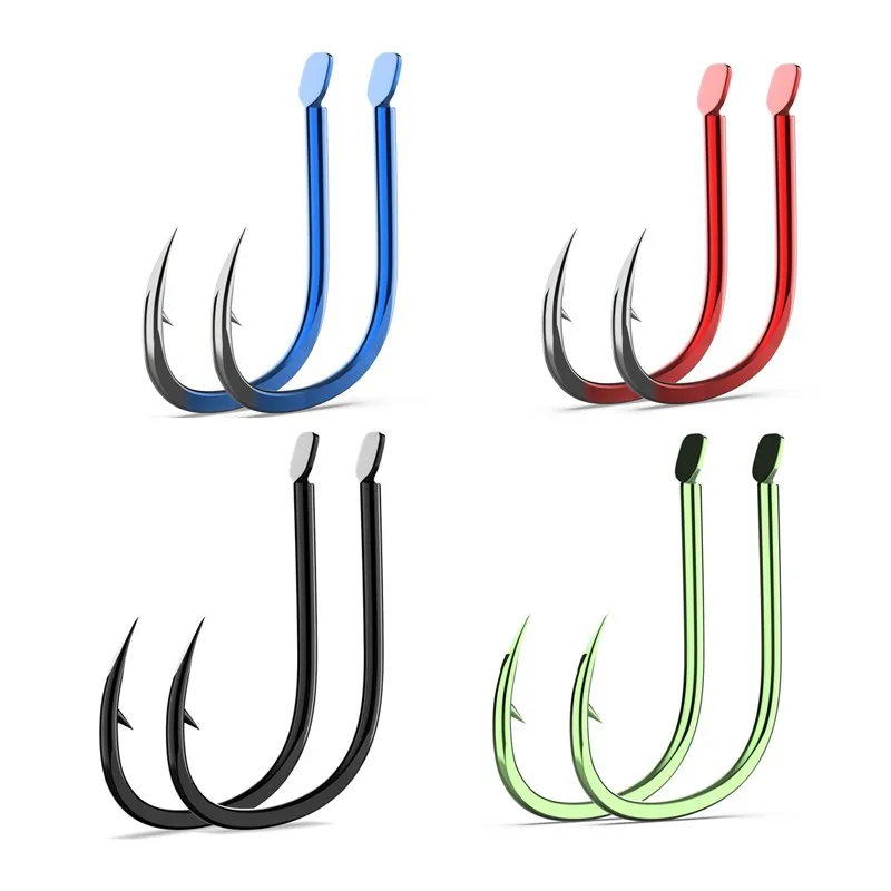 50Pcs Flat Fishing Hooks Sea Barbed Fishing Lures Shank Beak Live Bait Holder Carp Fishing Jig Worm Hooks Accessories Tackle