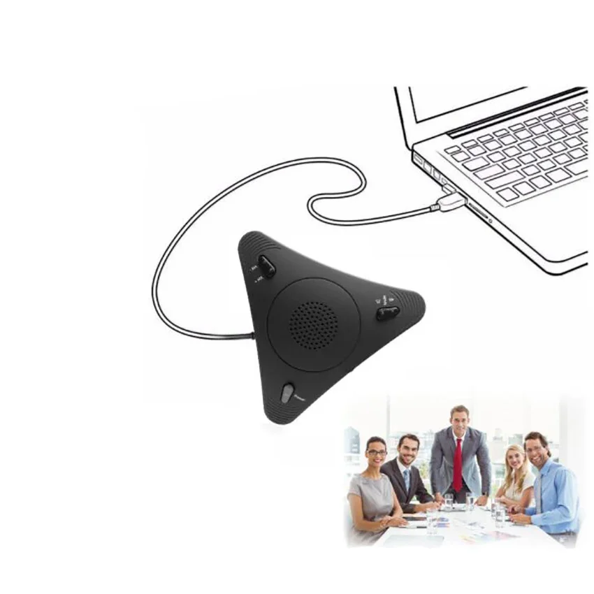 USB Desktop Computer Microphone, Mute Button with LED Indicator, Omnidirectional Condenser Conference Microphone Speaker
