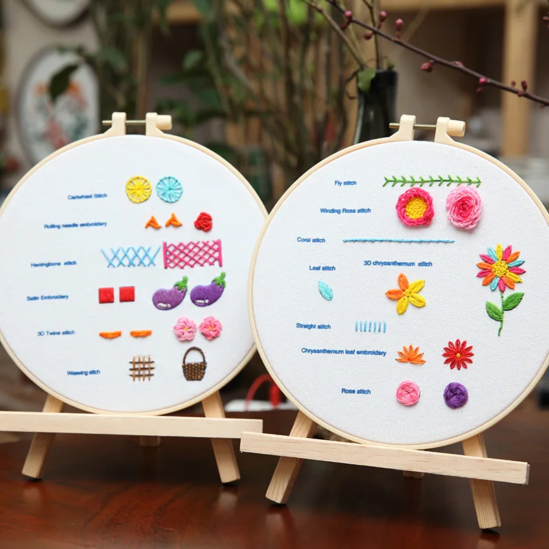 DIY Embroidery Stitch Practice Kit Handmade Embroidery Starter Beginner Hand Stitch Skill Techniques