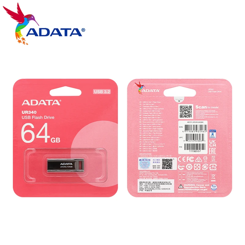 Original ADATA USB Flash Drive 128GB USB 3.2 Gen1 64GB High Speed Mini U Stick 32GB UR340 Metal Pen Drive for PC Desktop Laptop images - 6