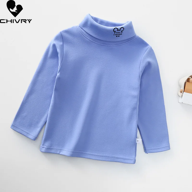 Kids T-Shirts New 2022 Spring Autumn Boys Girls Kids Fashion Solid T Shirt Tops Children Turtleneck Long Sleeve Casual T-shirts