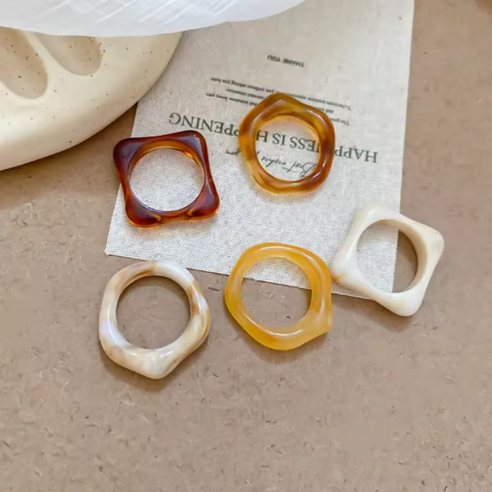 20/30/50/Teile/los Trendy Bunte Geometrische Unregelmäßige Acryl Harz Ringe Für Frauen Charme Schmuck Zubehör Mix Stil zufällig – Detail 9