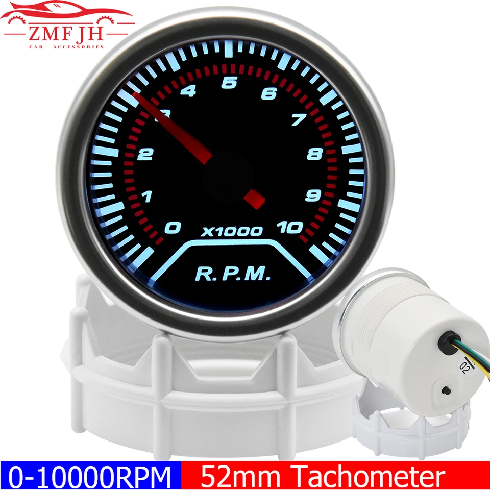 Universal Auto Car RPM Tacho Meter 60mm Tachometer 0-10X1000RPM Meter Blue  LED Pointer Tachometer with Cup For Gasoline Car 12V - AliExpress