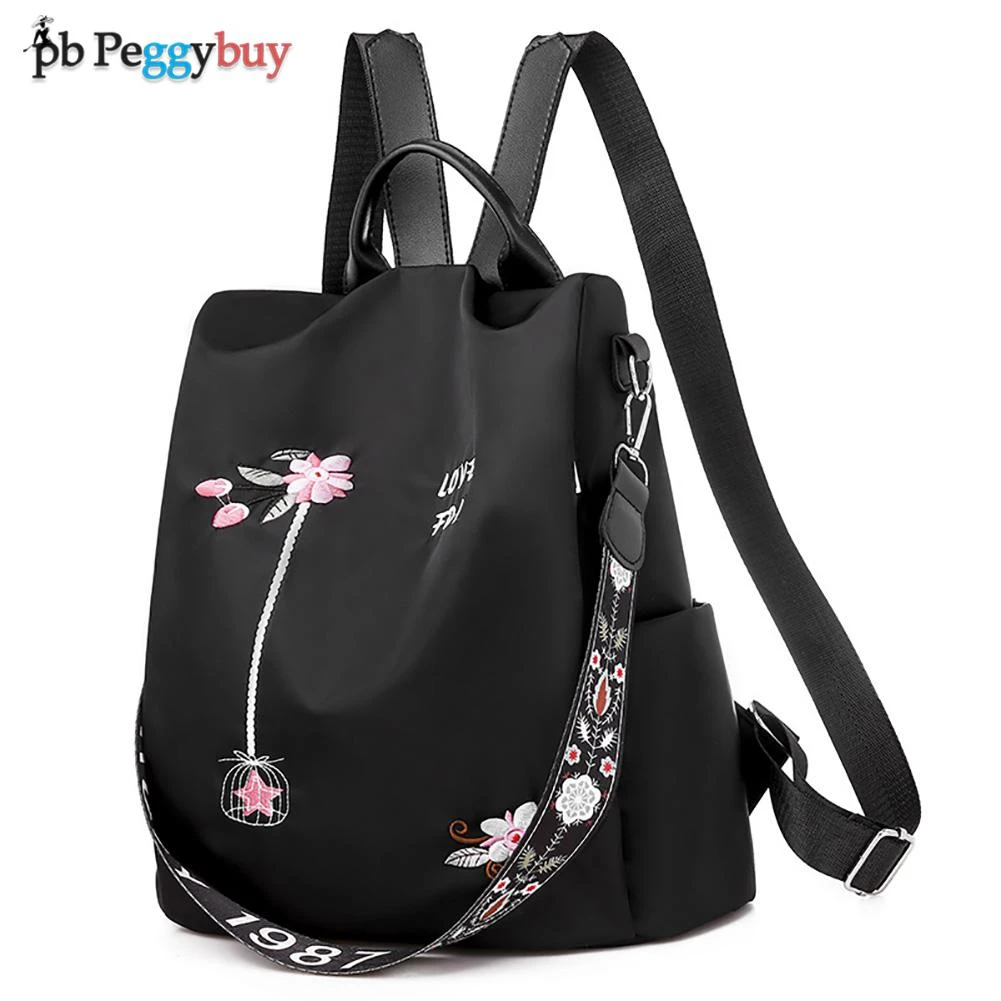 stylish camera bag Women Oxford Cloth Embroidery Flower Pattern Backpack Eco-friendly Zipper Large Capacity School Bag For Women сумка женская 2022 Stylish Backpacks cheap