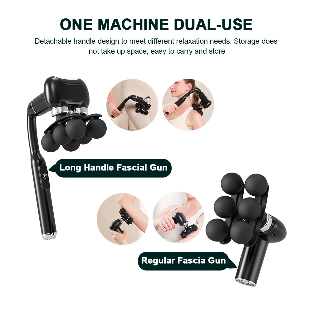 Pistola massaggiante a vibrazione ad alta frequenza con 6 testine per massaggio del corpo, collo, spalle, vita, schiena, massaggiatore per fascia_voghion.com