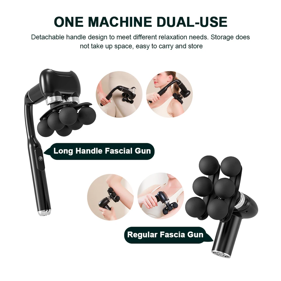 Massagepistool met 6 koppen, hoogfrequente vibratie, voor lichaamsmassage, nek, schouders, taille en rug._voghion.com