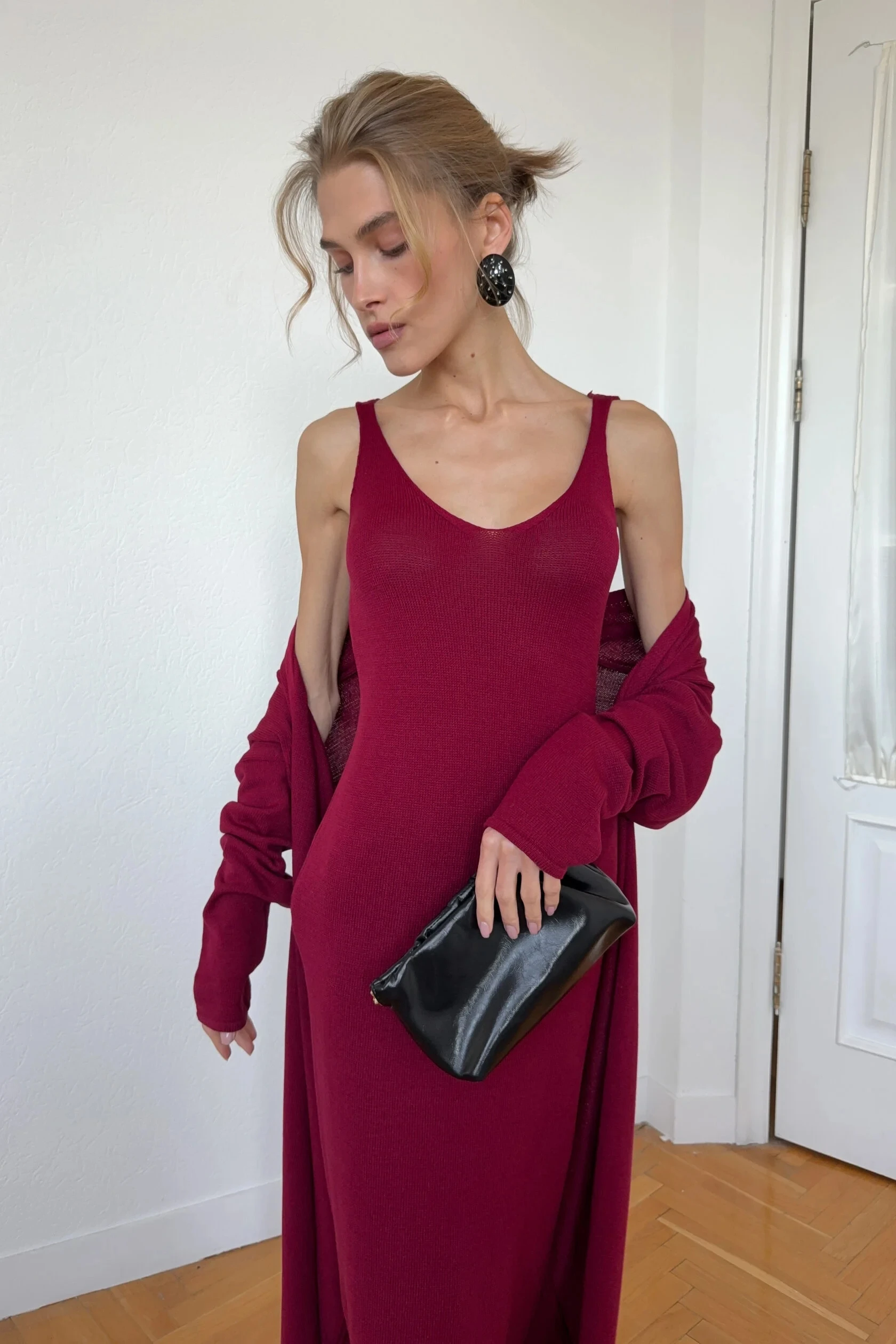 Hirsionsan Soft Loose Sets Women Two Pieces Long Sleeve Cardigan & Vest Dresses Elegant Female Hollow Outfits Cotton Tracksuit Image 41