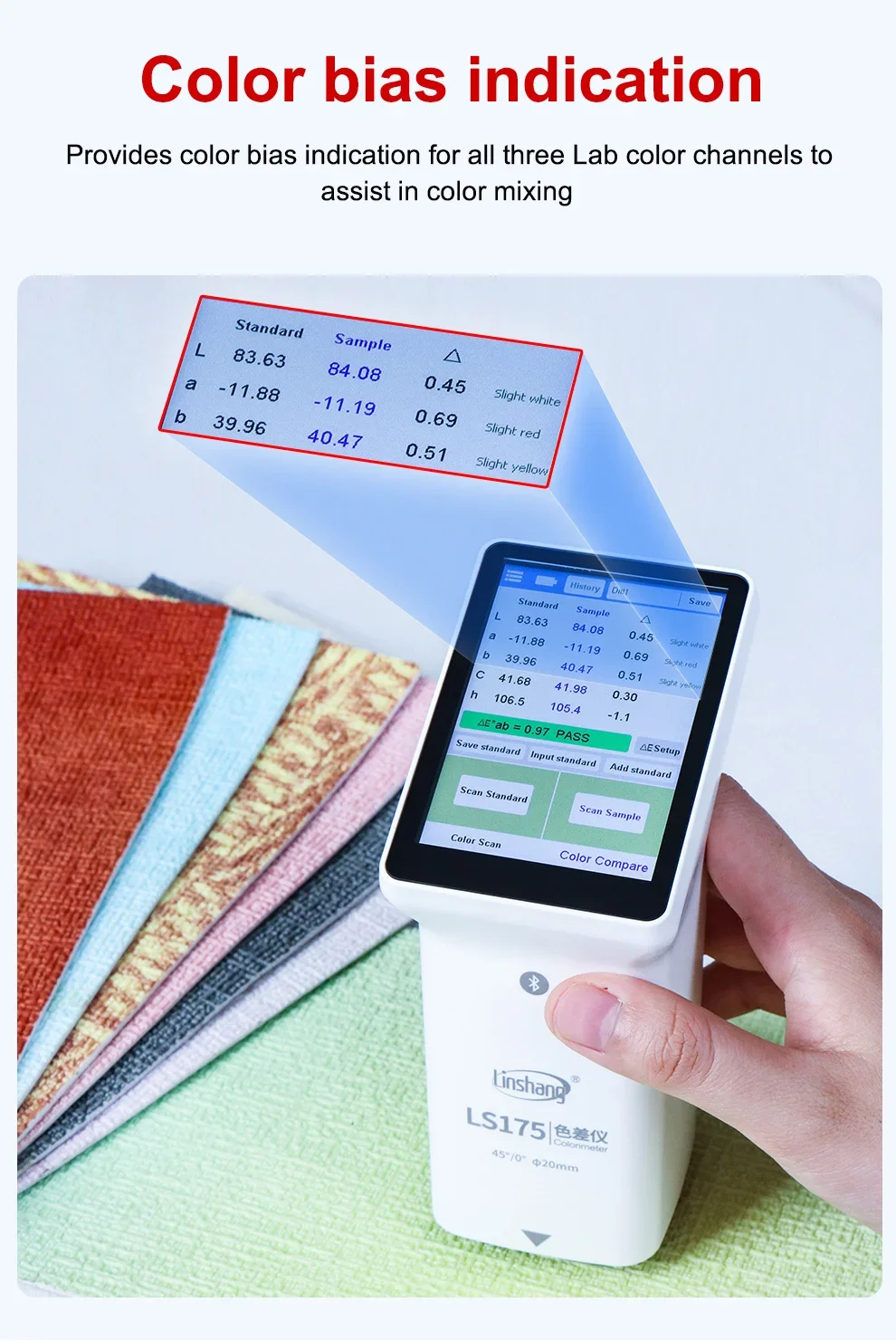 LS173 Colorimeter Fabric Color Meter LS172 Portable Colorimeters Touch Screen AP