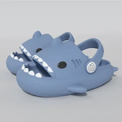 Three-Dimensional Shark Hole Kids' Non-Slip Summer Sandals - Cute Cartoon Soft Sole Shoes - 210inner21cm (ShayuQianBlue)