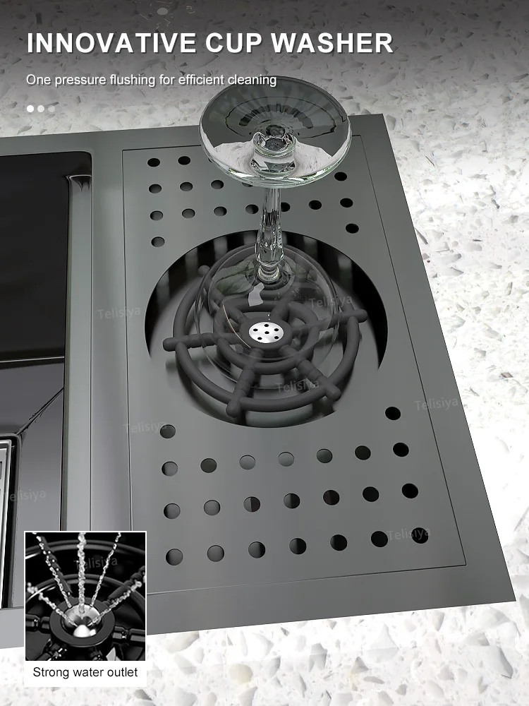 Description Picture 5 of itemHidden Cup Washer Stainless Steel kitchen Sink Multifunction Wash Basin With Cover Plate Mini Bar Balcony Small Single Slot