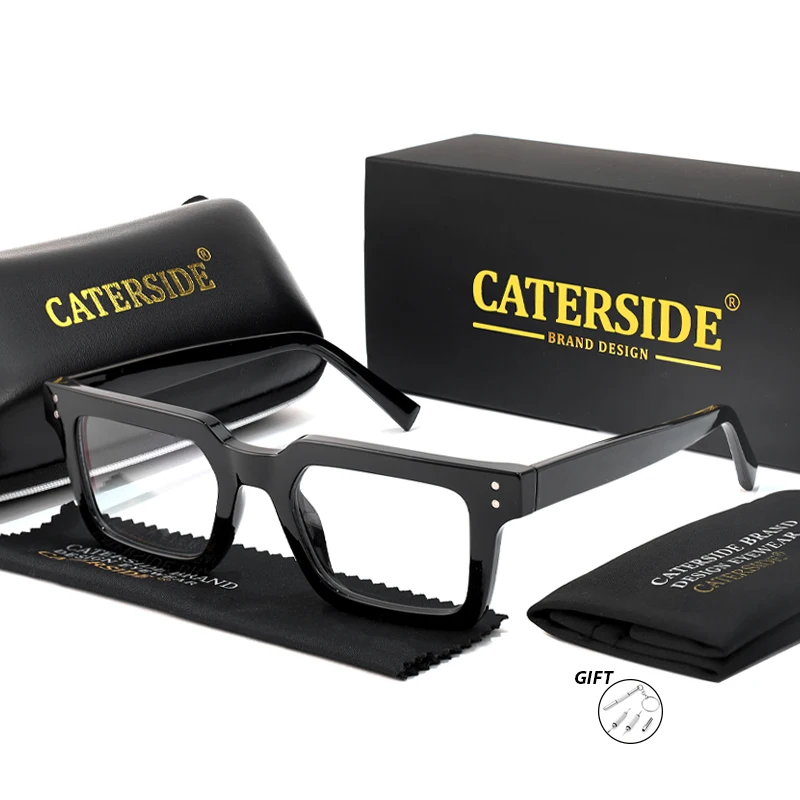 CATERSIDE Retro Quadratische Männer Optische Gläser Tr90 Rahmen Professionelle Custom Rezept Brillen frauen Täglichen Brillen – Detail 7