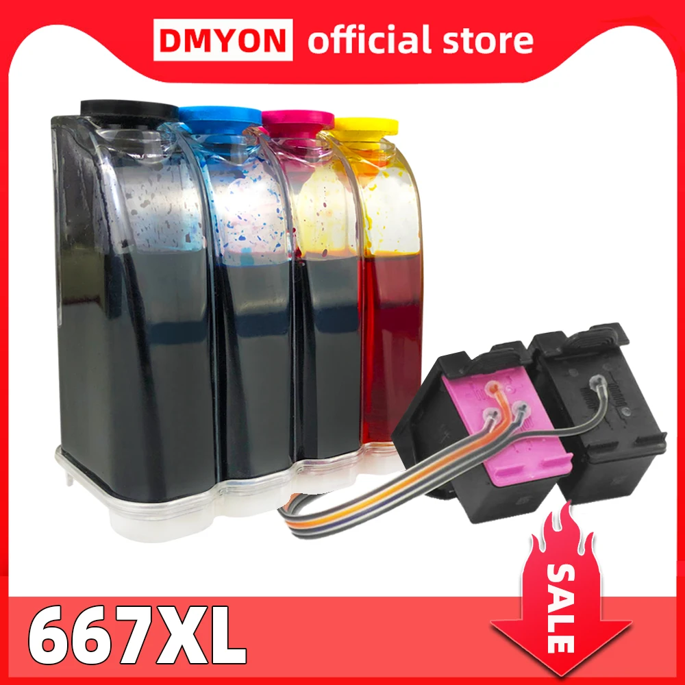 

667 CISS Ink Compatible for HP 667 Deskjet Plus Ink Advantage 6075 6475 6476 1275 2374 2375 2376 2775 2776 Printer Cartridge