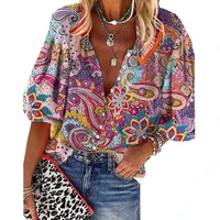 Plus Size 1XL-5XL Women Fashion  Floral Print Turndown Collar Shirt Casual Elegant Blouse Long Sleeve Shirt - Image 5
