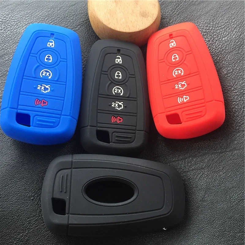 Key Case, Key Case Cover-Silicone Car Key Case Cover for Ford Fusion Mustang Explorer F150 F250 F350 EcoSport Edge S-MAX Ranger Lincoln Mondeo