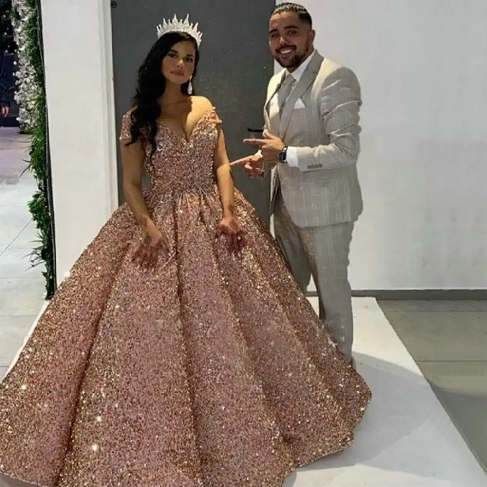 2022 Sparkly Rose Pink Quinceanera 
