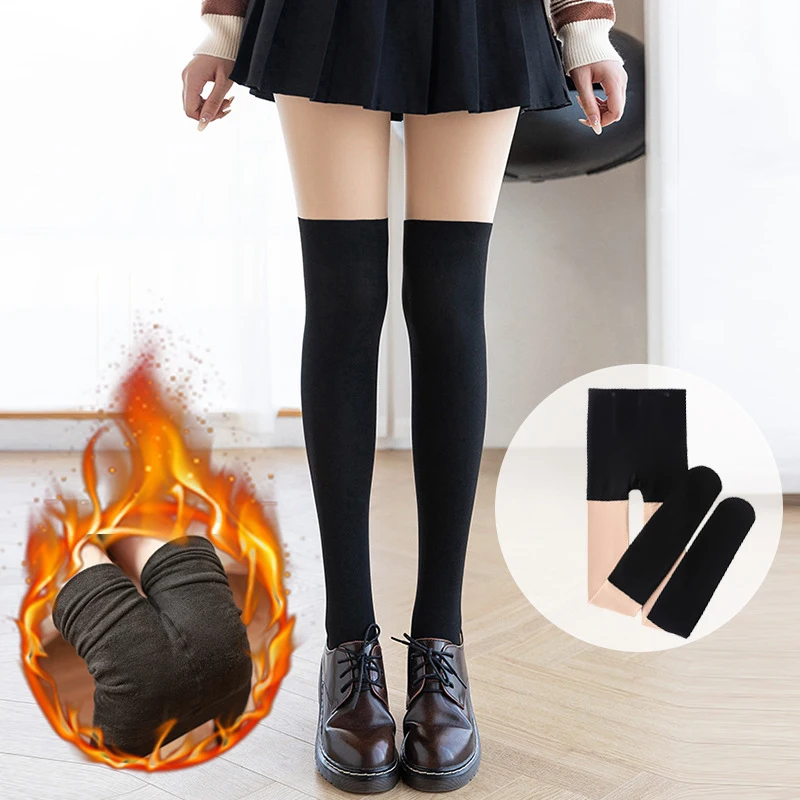 Lolita iarna cald dresuri femei sexy fleece colanți termici Stocki Veet talie înaltă elastice groase șosete feminine_voghion.com