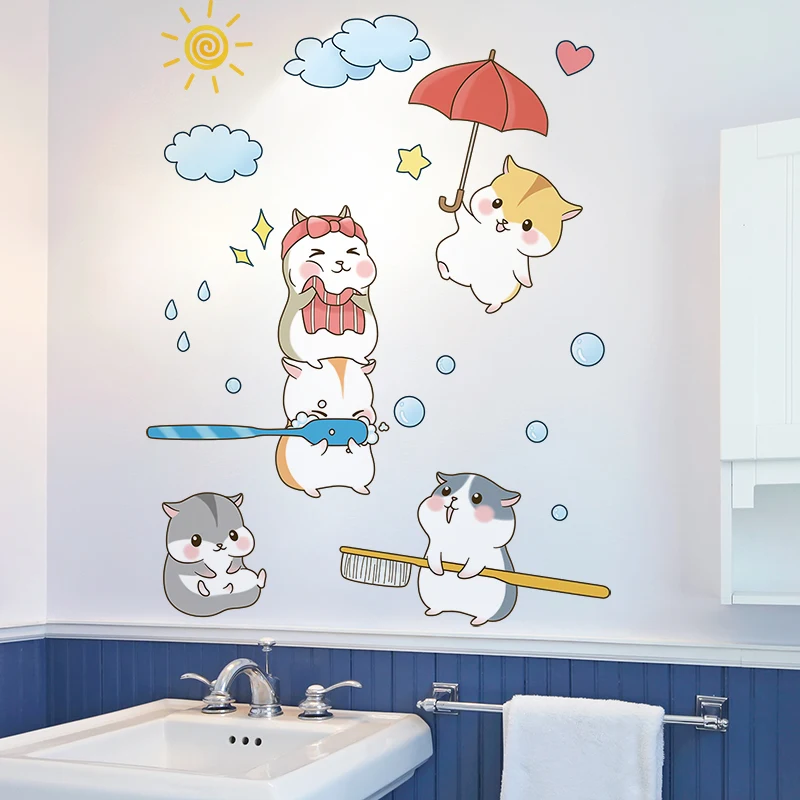 [SHIJUEHEZI] Animals Wall Stickers DIY Hamsters Mural Decals for Kids