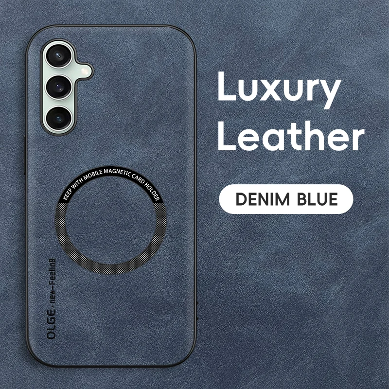 Magnetic Retro Leather Soft Phone Case with Wireless Charging Compatibility