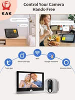 Caméra de sonnette de porte numérique Tuya avec interphone, judas vidéo, détecteur de mouvement PIR, WiFi, Google, Alexa Smart Life, 1080P 4