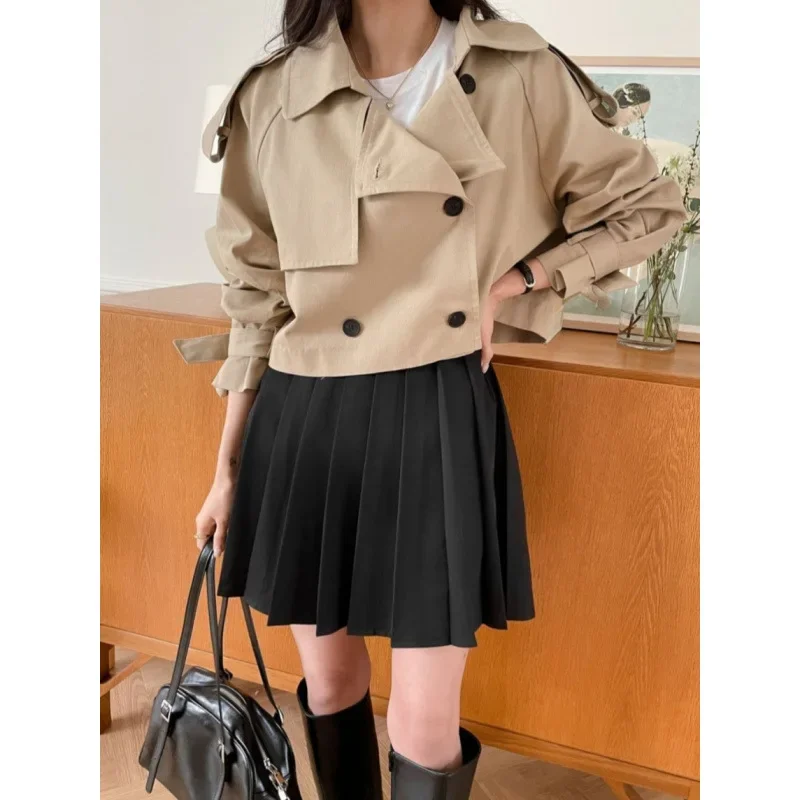 Classic Short Style Korean Autumn Winter Vintage Windbreaker Jacket Children's Clothing Accessories from Mainland China