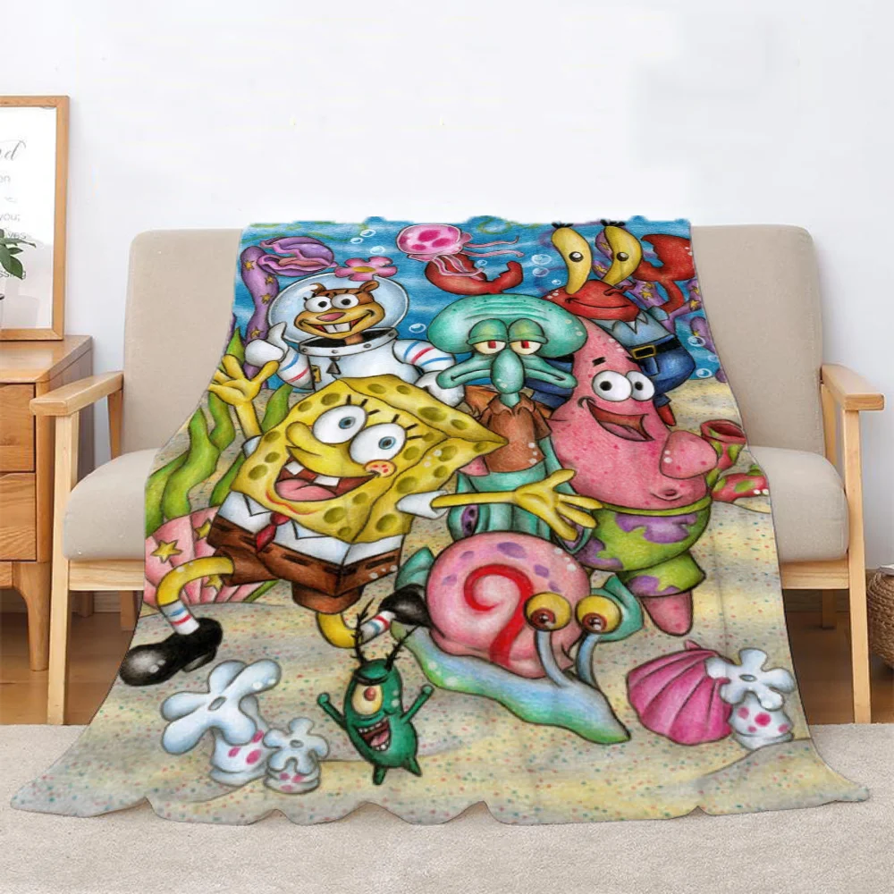 Bed Blankets for Decorative Sofa Blanket for Sofa Decoration S-SpongeBobS Thin Wadding Blanket Oversized 200x300 Fluffy Plaid 2