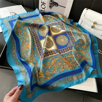 2024 New Fashion 70X70cmPrinted Women's Scarf Pashmina Silk Scarf Square Shawl Decorative Headband Neck Luxury Design Bandana 4
