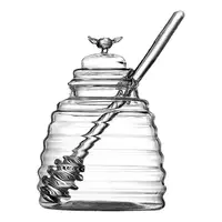 Glass Honeycomb Tank Kitchen Tools Honey Storage Container with Dipper and Lid Honey Bottle for Wedding Party Kitchen Home 1