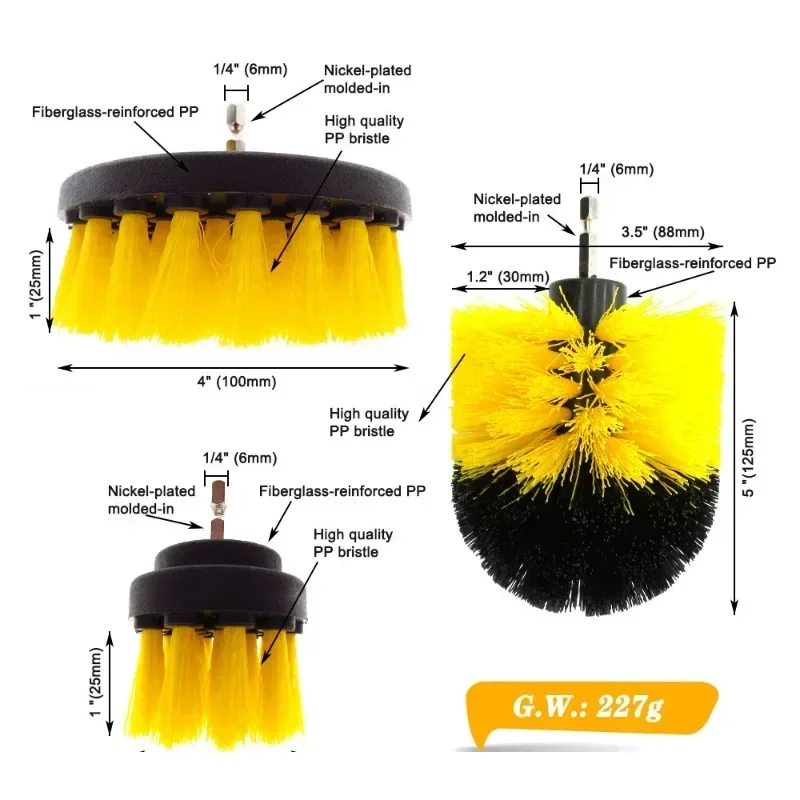 Electric Scrubber Brush Drill Brush Kit Power Drills Scrubber Brush For Carpet Glass Car Tires Nylon Brushes 2/3.5/4'' 5