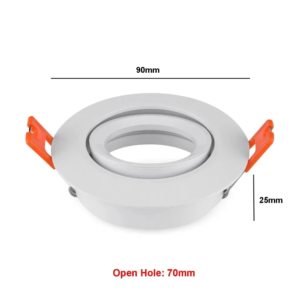 1/10PCS 라운드 스퀘어 LED 다운라이트 70mm 컷홀 천장 매립형 스팟 램프 전구 홀더 GU10 MR16 알루미늄 프레임 스팟 라이트