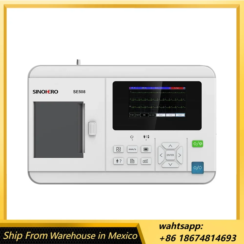 SE508 3 Channel 12-lead Electrocardiograph ECG Machine EKG Monitor 4.3'' Color LCD Display with Thermal Printing