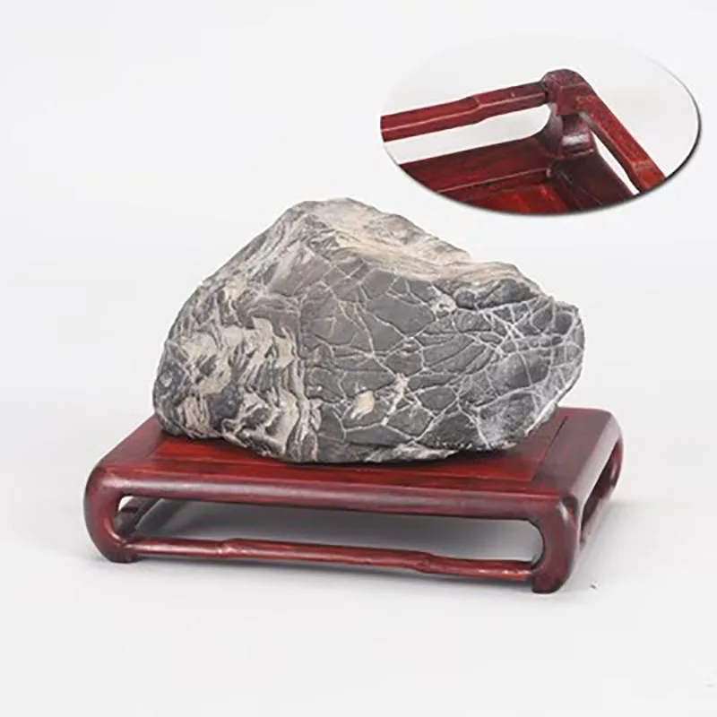 Red Sour Branch Ming Style Buddha Statue Solid Wood Base, Rectangular Strange Stone Vase, Redwood Bracket, Decoration