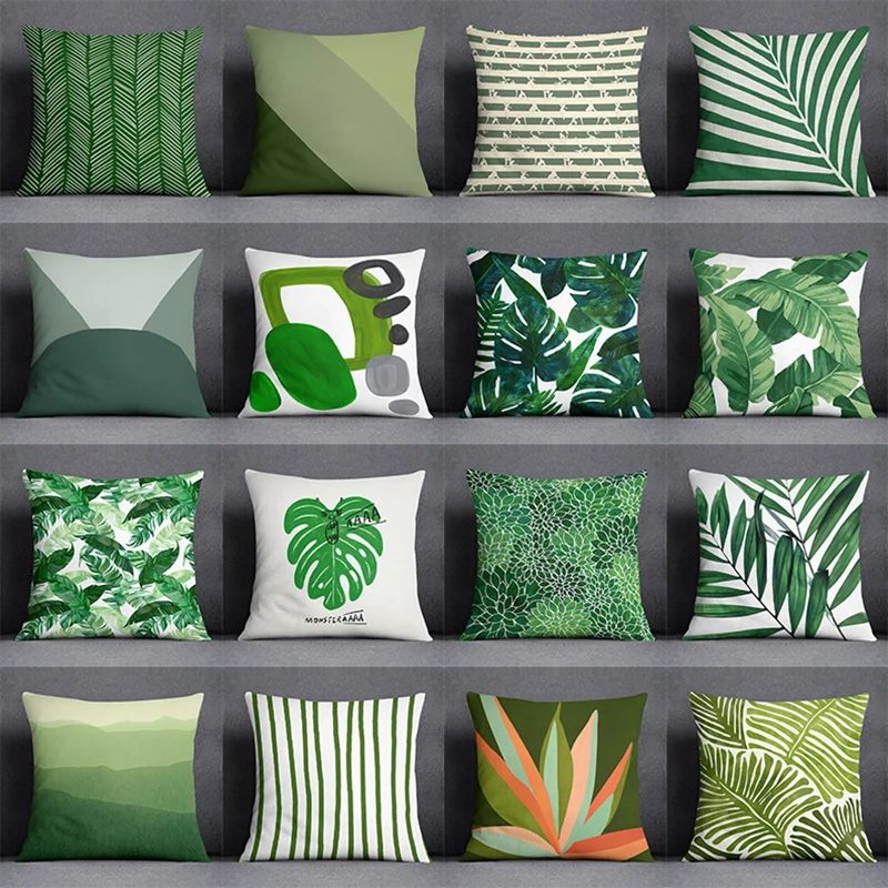 Green Leaf Series Pillow Gifts Home Office Furnishings  Bedroom Sofa Car Cushion Cover case 45x45cm