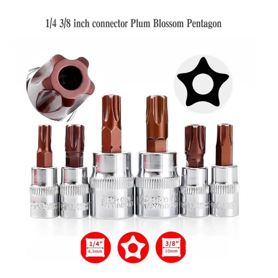 1/4 T10T50 Star Pentalobe Screwdriver Bit Socket Set Drive Socket Car