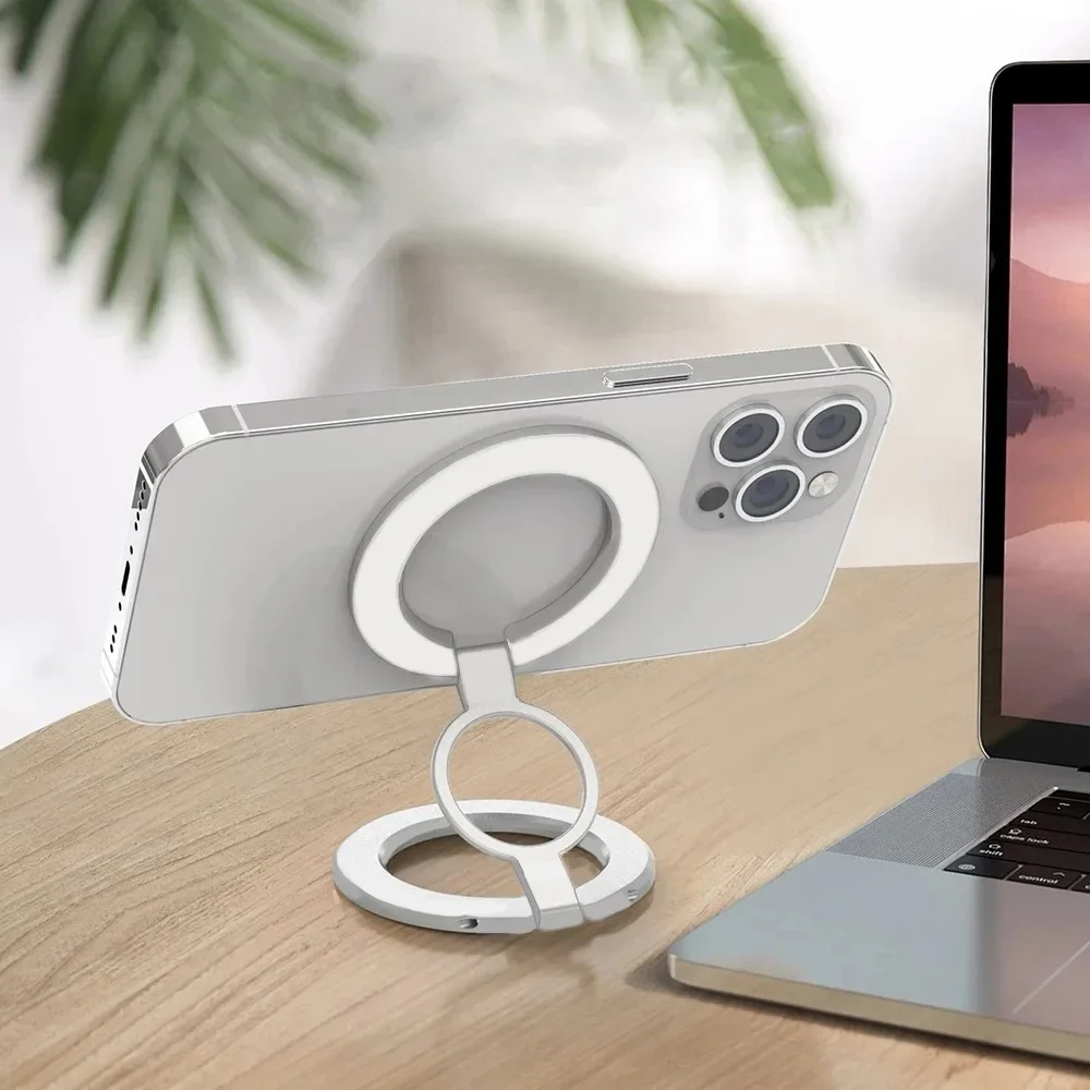 Dual Magnetic Phone Holder – 360° Rotating, Foldable & Portable