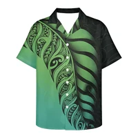 Men's Business Polynesian Shirt Casual Short Sleeve 2022 New Lapel Tribal Tattoo Button Slim Fit Fashion Top 1