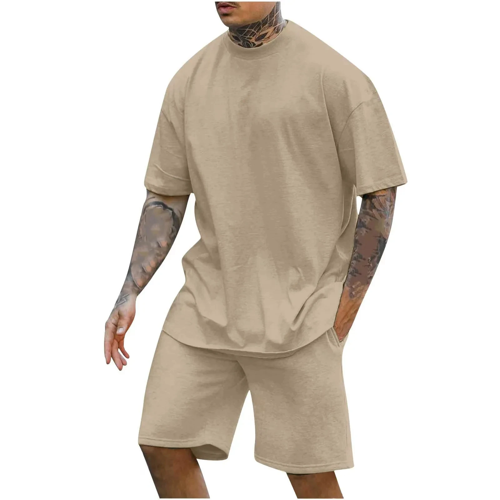 Summer Solid Color 3D Print T-Shirts Shorts Sets Men's Tracksuits Oversized Short Sleeve T Shirt Pants Set Man Suits Clothing 4