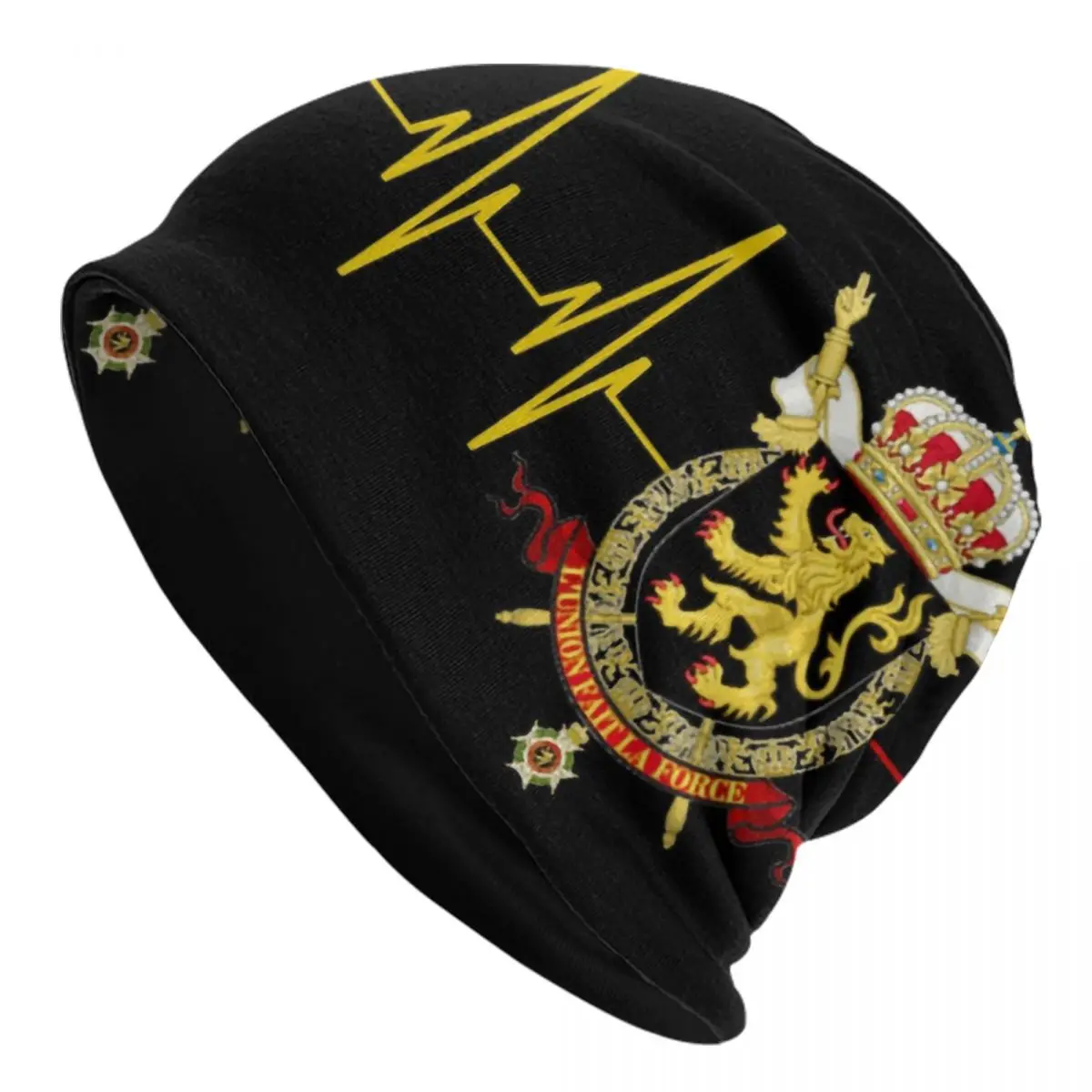 

Heartbeat Belgium Coat Of Arms Bonnet Hats Fashion Knit Hat For Women Men Winter Warm Belgique Patriotic Skullies Beanies Caps