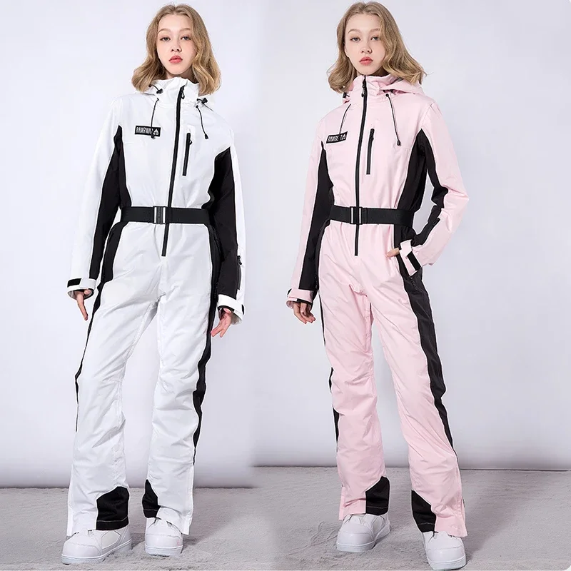 2024 Warm Outdoor Sports Snow Overalls Winter One Piece Women Ski Suit Windproof Waterproof Snowboard Jumpsuits Mountain Clothes