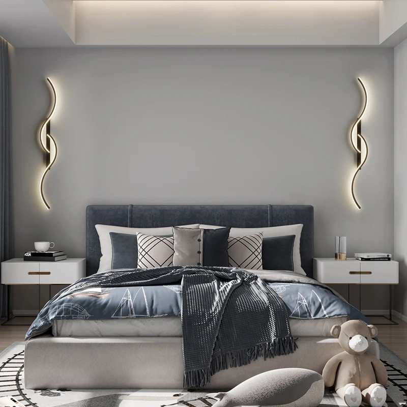 Applique murale noire à LED sans fil, design moderne, luminaire décoratif  d'intérieur, idéal pour une chambre à coucher, un lit superposé ou une salle  de bain - AliExpress