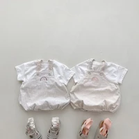 Summer Newborn Infant Baby Girls Boy Streak Romper Muslin Sleeveless Rainbow Rompers T-shirt Kids Onepiece Fashion Baby Clothing 2