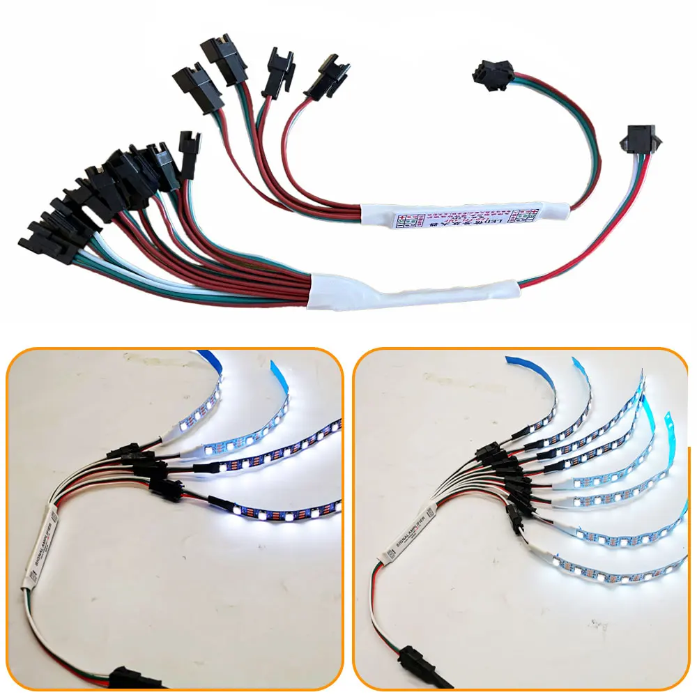 미니 TTL 신호 증폭기 LED 리피터, 주소 지정 가능 RGBIC 픽셀 스트립 조명 모듈, WS2812B WS2811 SK6812, 3 핀 1-4/8, 5-24V