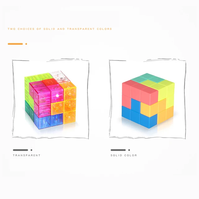 Magnetic Blocks Toys Kids Educational Learning 3D Puzzle Game  Magic Cube Model Toys For Children Color Random 2