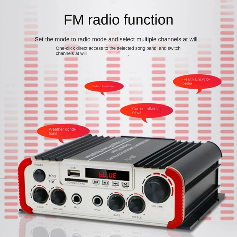 2-Channel 80W High Power Car Bluetooth Audio Power Amplifier Fit For Car Audio Modification