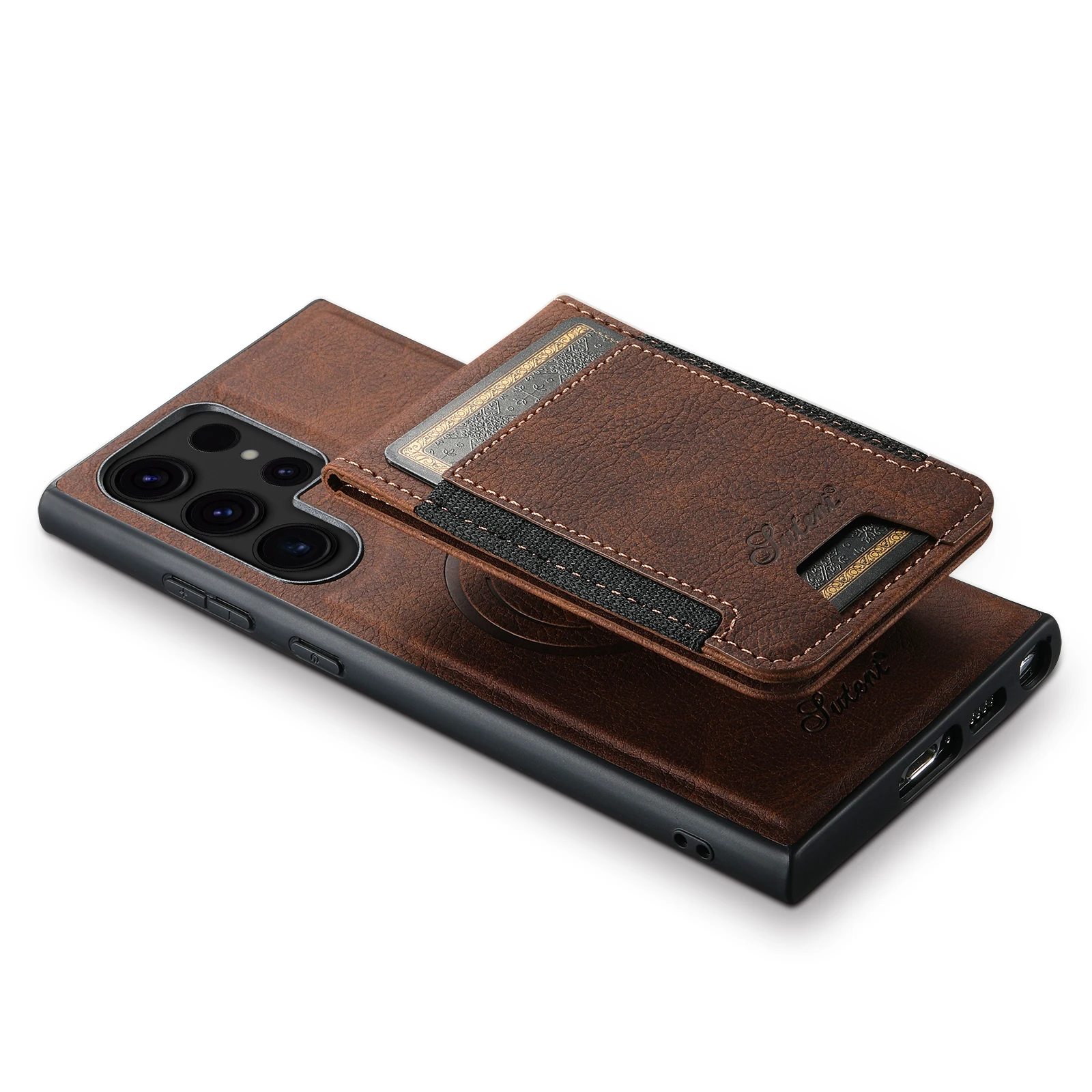 For Samsung Galaxy S22 S23 S24 Ultra Plus Note 20 Ultra Elastic Card Pack Bracket Phone Case For Megsafe Wireless Charge Covers