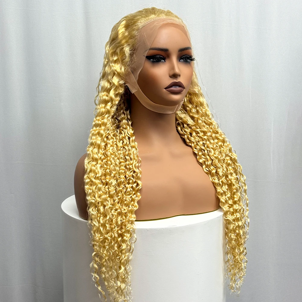 Remy Hair 613 Blonde Jerry Curly Human Hair Wig Blonde  250% Density 13X4 Transparent Lace Wig Godness Deep Curly Wigs For Women