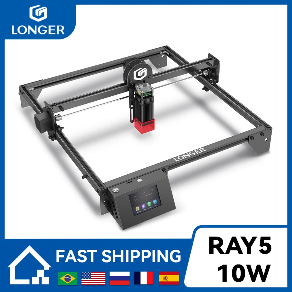 Longer Ray5 10W Laser Engraver 400x400mm Engraving Area Fixed-Focus Ultra-thin Laser DIY Engraving Wooden Logo Cut CNC Machine