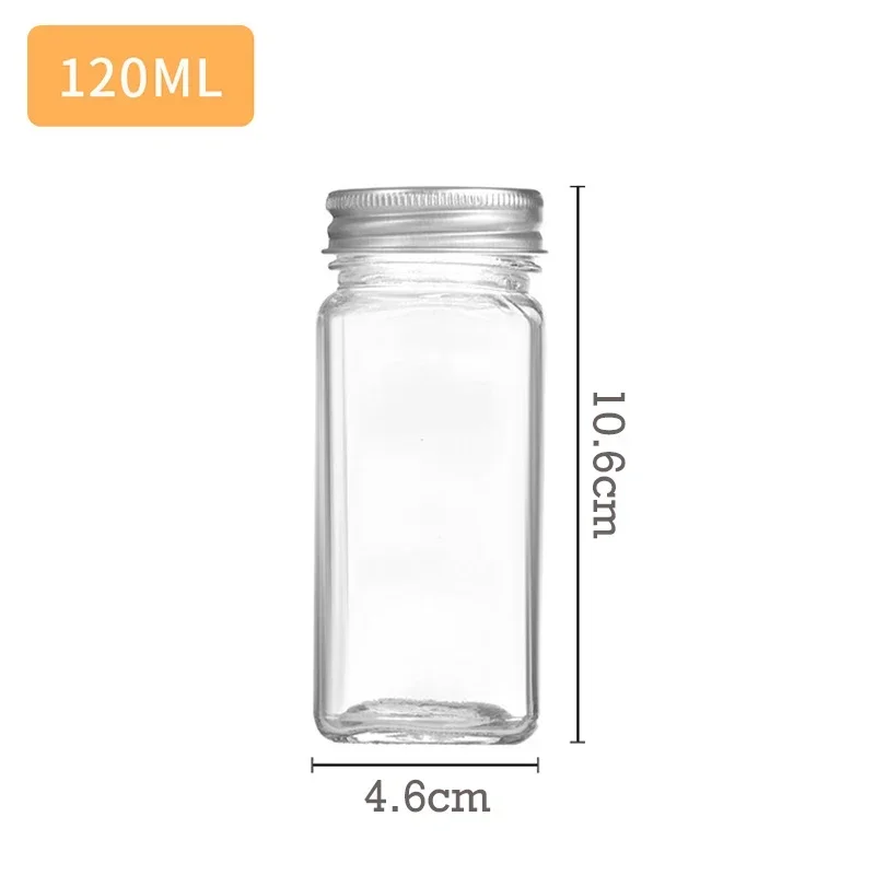 12Pcs/Set Seasoning Jars Square Glass Spice Bottle With Bamboo Lid Salt Pepper Shakers Spice Storage Jar Kitchen Accessories 6