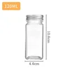 12Pcs/Set Seasoning Jars Square Glass Spice Bottle With Bamboo Lid Salt Pepper Shakers Spice Storage Jar Kitchen Accessories 6